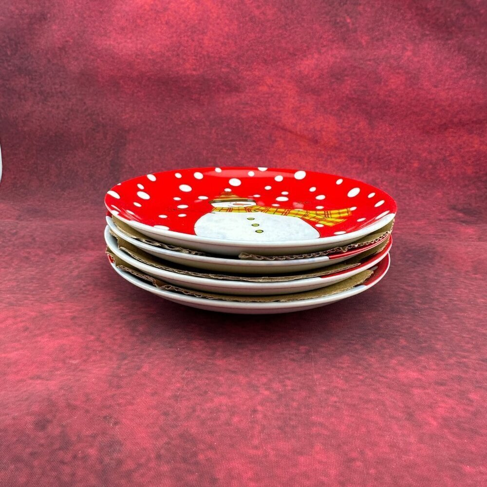 BIA CORDON BLEU SNOWMAN CHRISTMAS SET OF 4 PORCELAIN PLATES - Picture 2 of 9